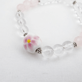 【願魂】天然石ブレスレット-Sサイズ 大花 白ピンク