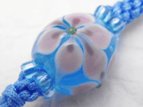 【願魂】 蜻蛉玉シンプルストラップ 大花-水色 STD-SD-2｜ハンドメイドの携帯ストラップ USBチャーム