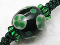 【願魂】 蜻蛉玉シンプルストラップ 四葉-緑 STD-SE-3｜ハンドメイドの携帯ストラップ USBチャーム