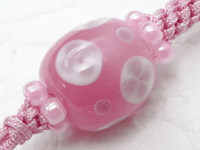 【願魂】 蜻蛉玉シンプルストラップ 四葉-ピンク STD-SE-9｜ハンドメイドの携帯ストラップ USBチャーム